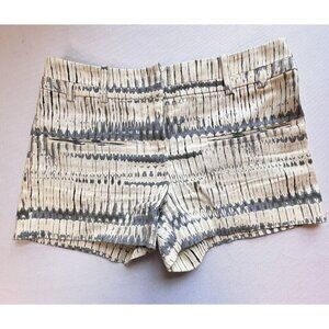 Tocca Womens Shorts Y2K Cotton Sz 10 Textured Denim Ivory Gray Geometric Retro